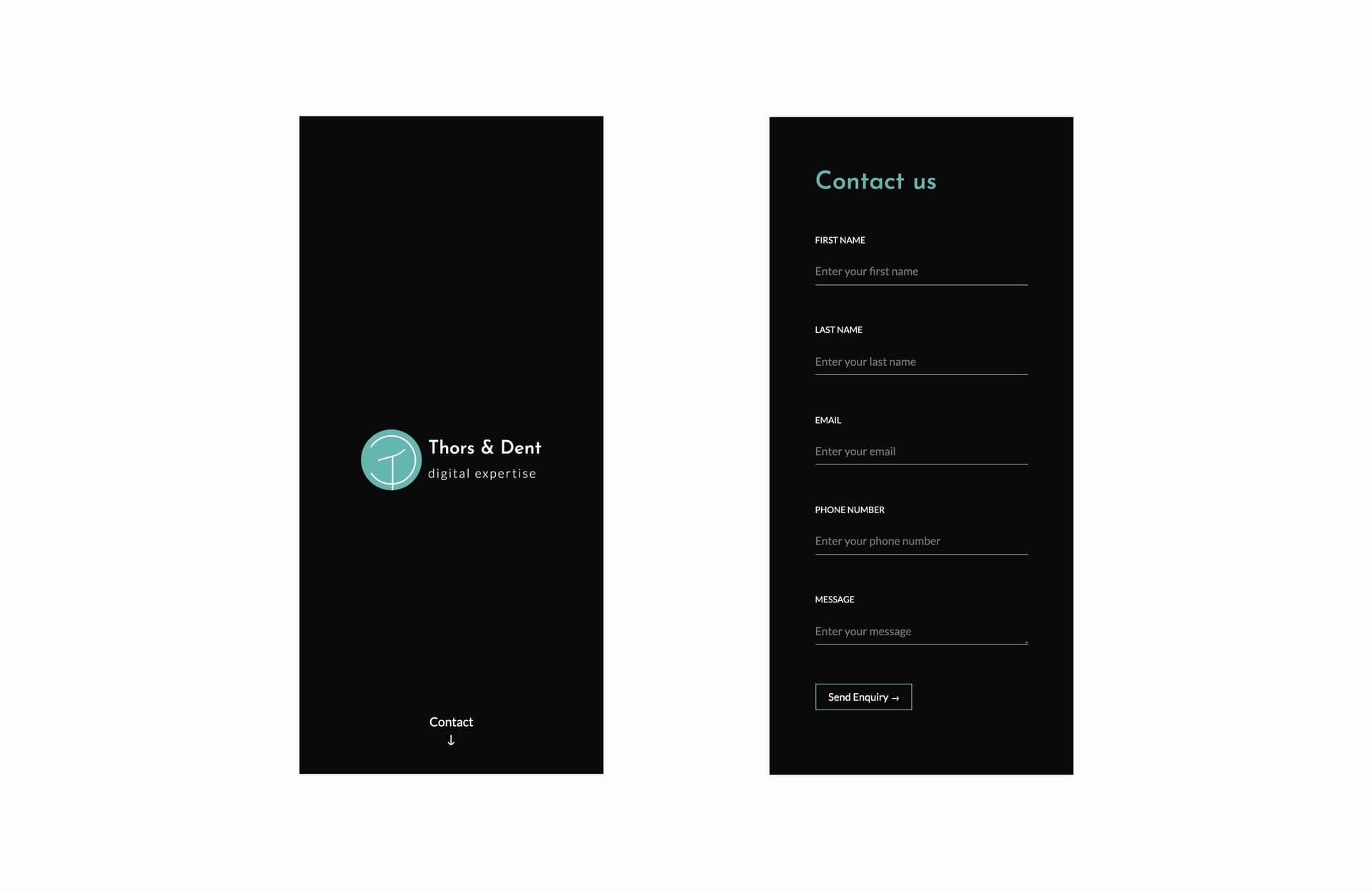 Sections du site Thorsdent sur mobile