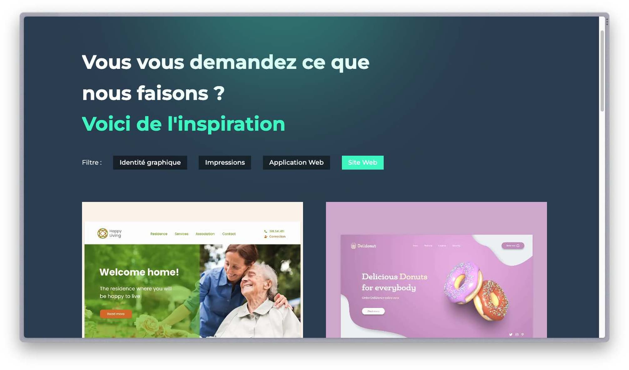 Section presenting Koloc Agency's projects on desktop