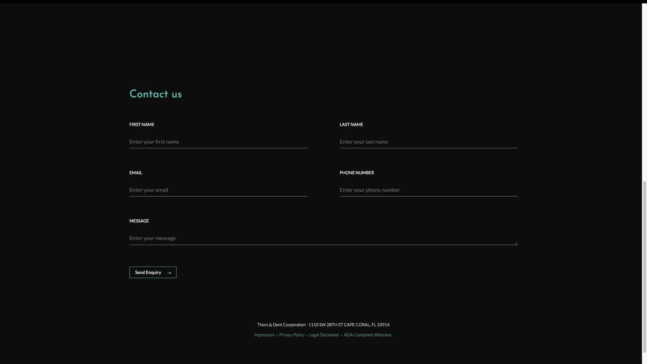 Thorsdent section on desktop